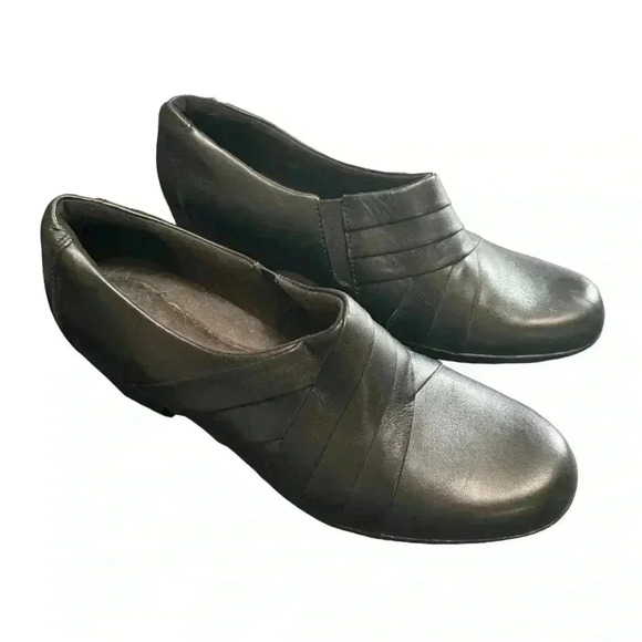 Clark’s Collection Genette Black Leather Clog Size 8 - Picture 1 of 5